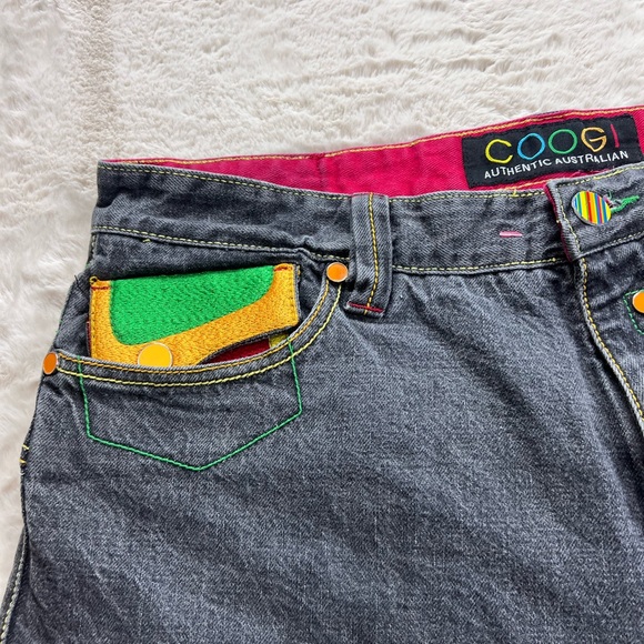 COOGI VINTAGE  Gray Jeans with Green and Yellow Detalla - Picture 5 of 11